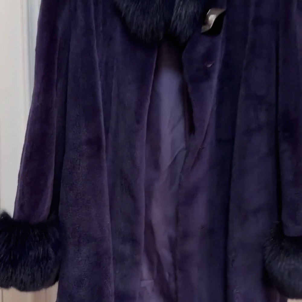 Purple 100% Real female mink fur coat Women's Coat - Picture 5 of 11